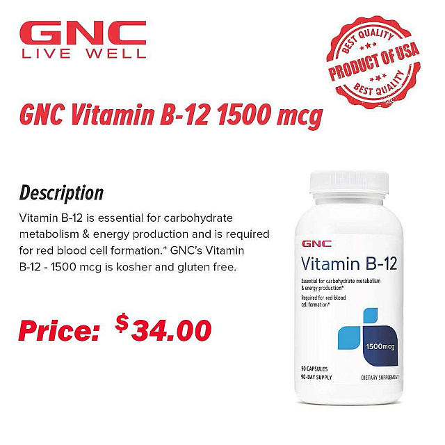 GNC Vitamin B-12 1500mcg